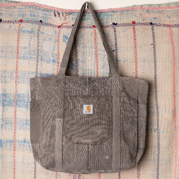 Gray Upcycled carhartt Tote bag - Picture 1 of 7